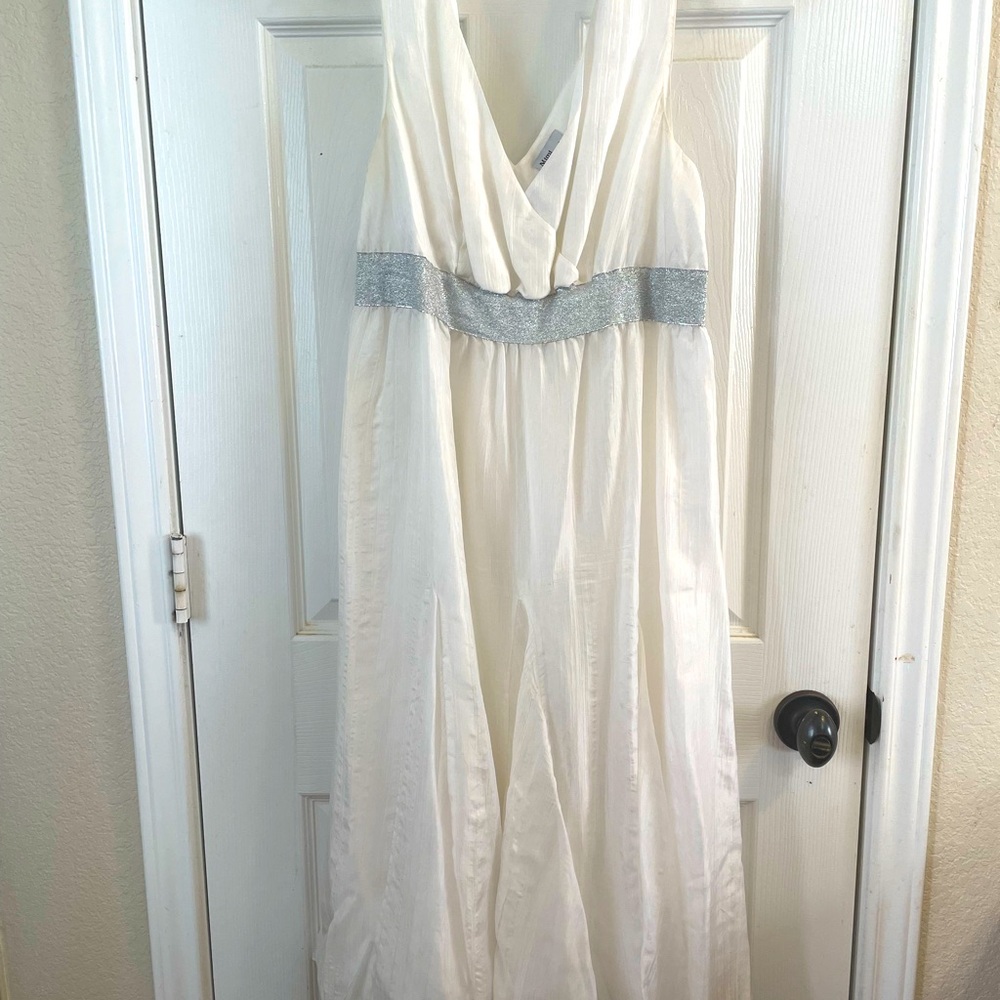 Maternity dress white with silver